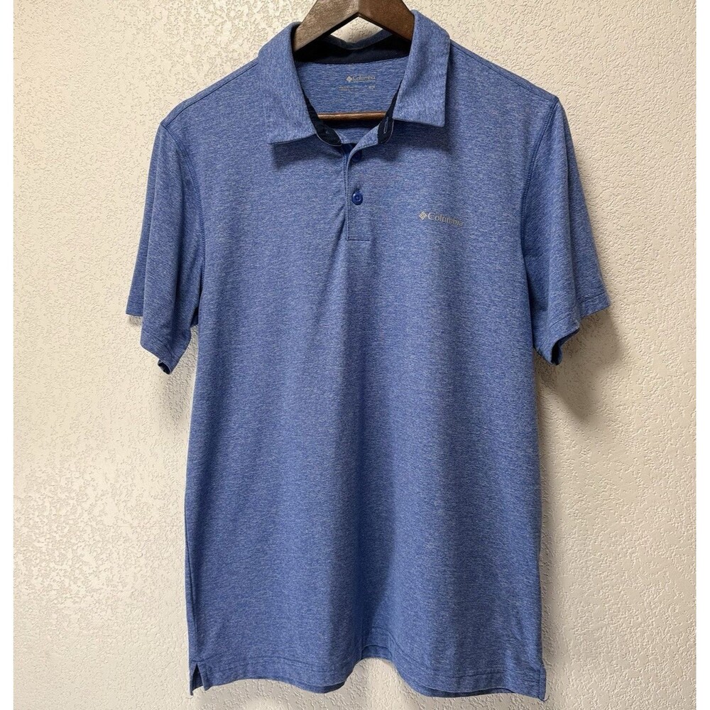 Columbia Omni-Wick Polo Shirt Men’s M Blue Performance Golf Moisture Wicking